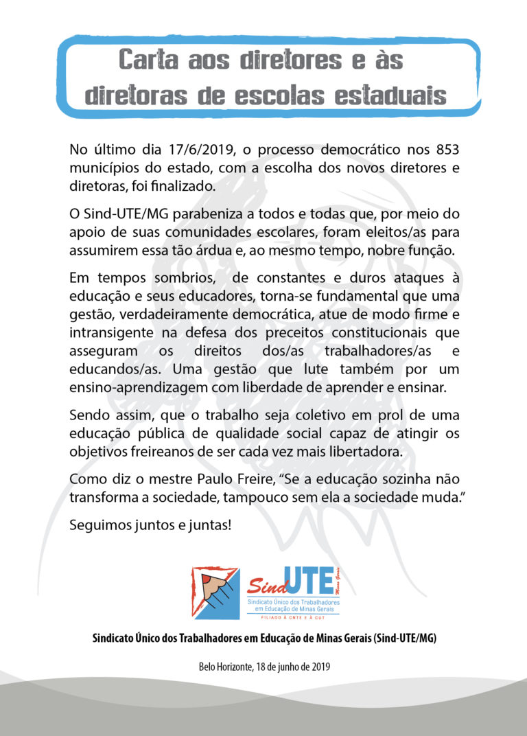 Sind Utemg Carta Aos Diretores E às Diretoras De Escolas Estaduais 1419